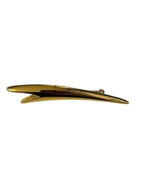 Monet Gold Tone Modernist Curved Bar Brooch Minimalist Sleek Pin 2 Inch Vintage